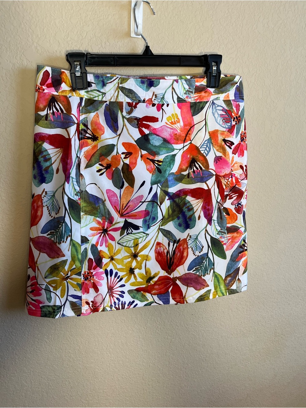 Rip-Skirt Floral Multi-Color Cotton Blend Skirt